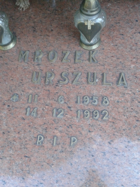 Urszula MROZEK 1958 Jastrzębie-Zdrój - Grobonet - Wyszukiwarka osób pochowanych