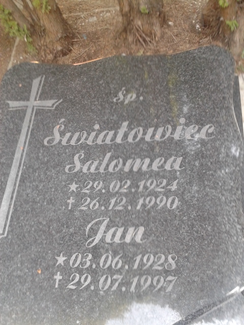 Salomea ŚWIATOWIEC 1924 Jastrzębie-Zdrój - Grobonet - Wyszukiwarka osób pochowanych